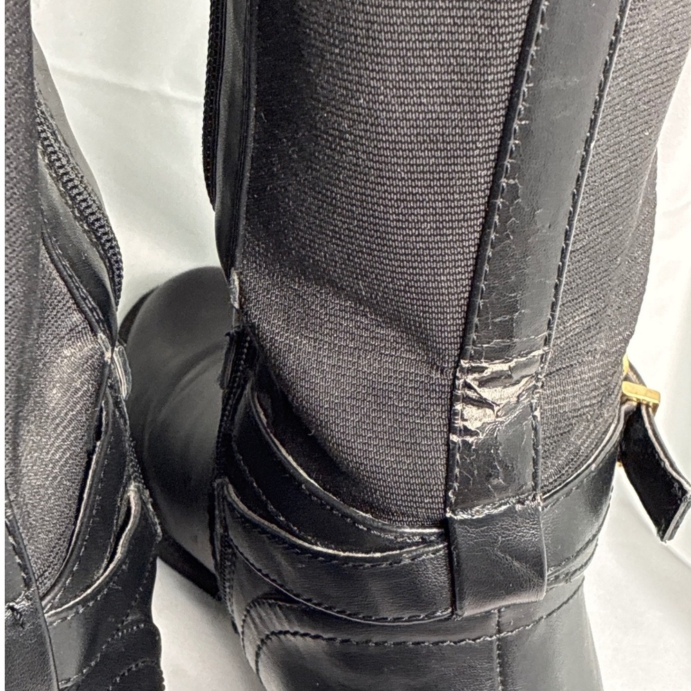 Tommy Hilfiger Womens Black Tall Riding Boots Mixed Media Buckle Size 8.5M - Picture 5 of 9